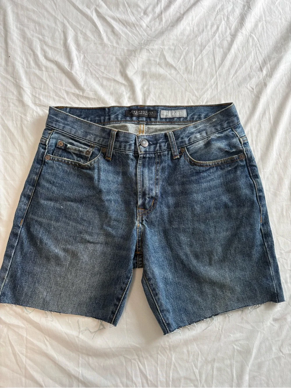 Aeropostale Distressed Dark Blue Denim Shorts